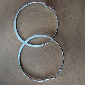 Stainless Steel Sleek Silver Hoop Earrings Modern Design